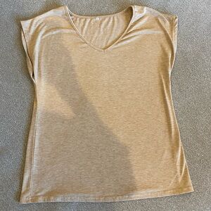Casual Tan V-Neck Women's Top